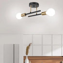 plafonnier rétro en fer forgé LED noir et or E27 lumière salon barre décoration moderne luminaire maison