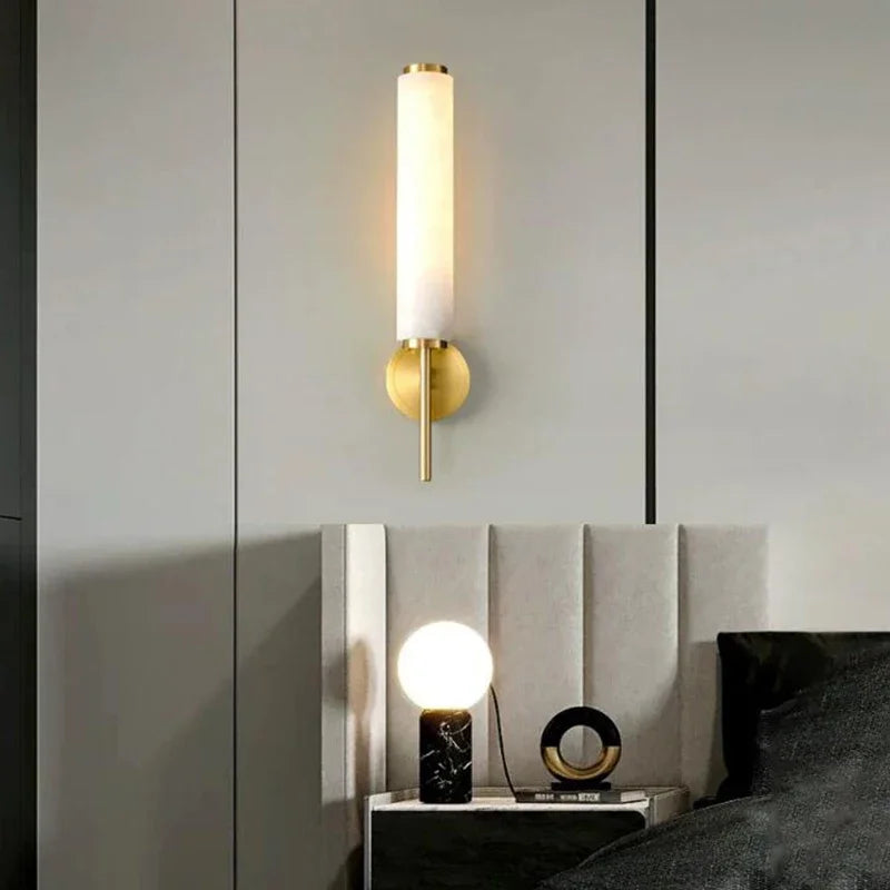 applique murale moderne en cuivre et marbre naturel design élégant - vue 5 sur 7