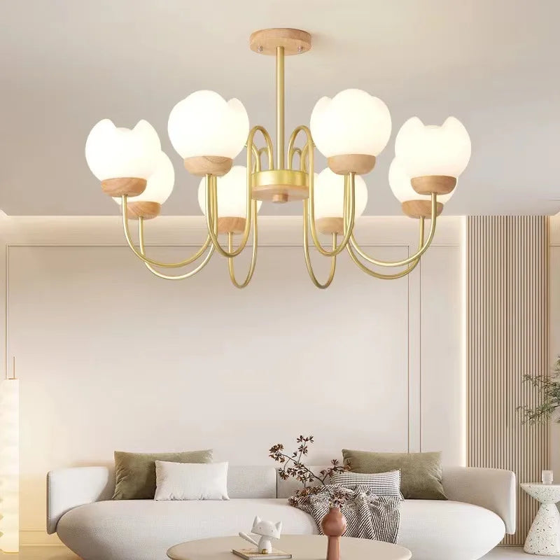 lustre nordique en bois massif pour décoration intérieure élégante - vue 3 sur 9