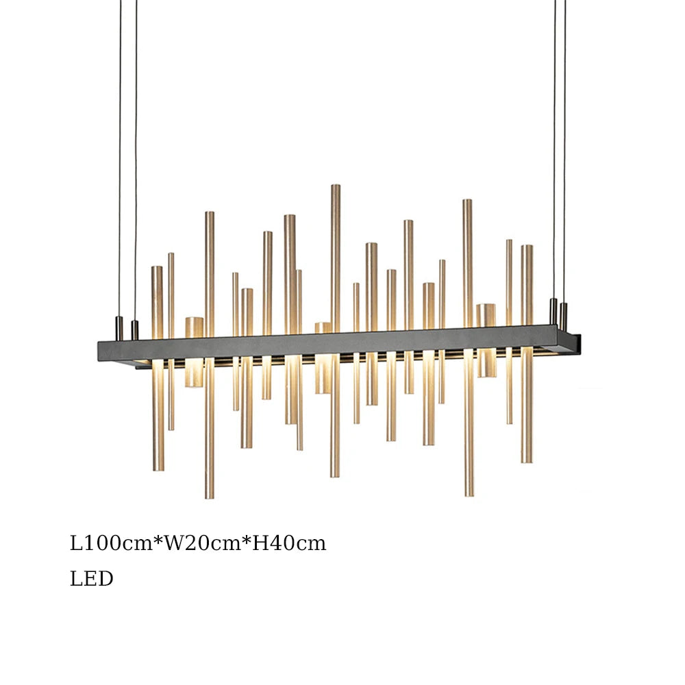 lustre minimaliste en acier inoxydable noir design postmoderne - vue 12 sur 16