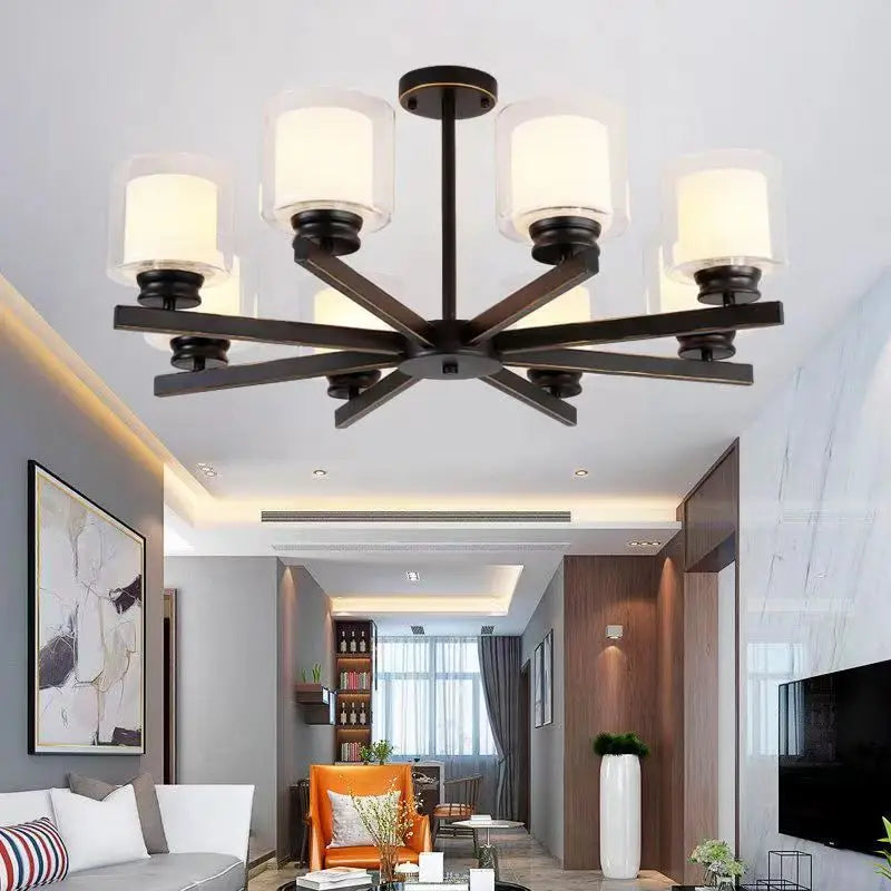 lustre moderne en verre avec éclairage led design luxe - vue 4 sur 14