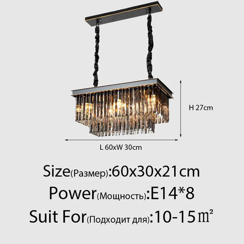 Lustre en cristal LED moderne américain salon salle à manger Villa suspension chambre plafond suspension lampe décor à la maison Lustre - vue 16 sur 21