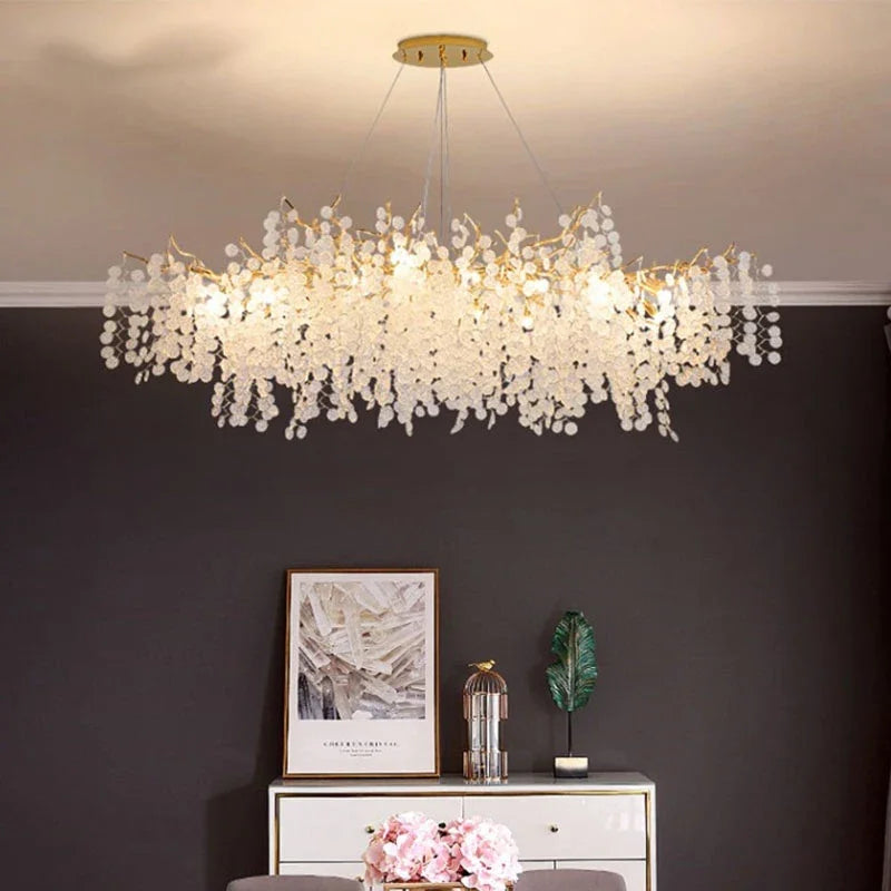 lustre en cristal doré style européen décoration intérieure élégante - vue 5 sur 13