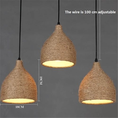 Vintage hemp rope pendant light for industrial loft - vue 3 sur 6
