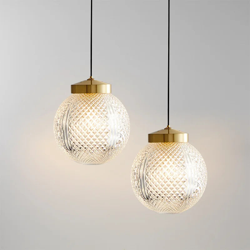 lampe suspendue moderne en cuivre avec cordon en verre réglable