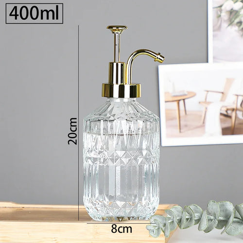distributeur de savon en verre transparent rechargeable pour gel douche - vue 18 sur 17
