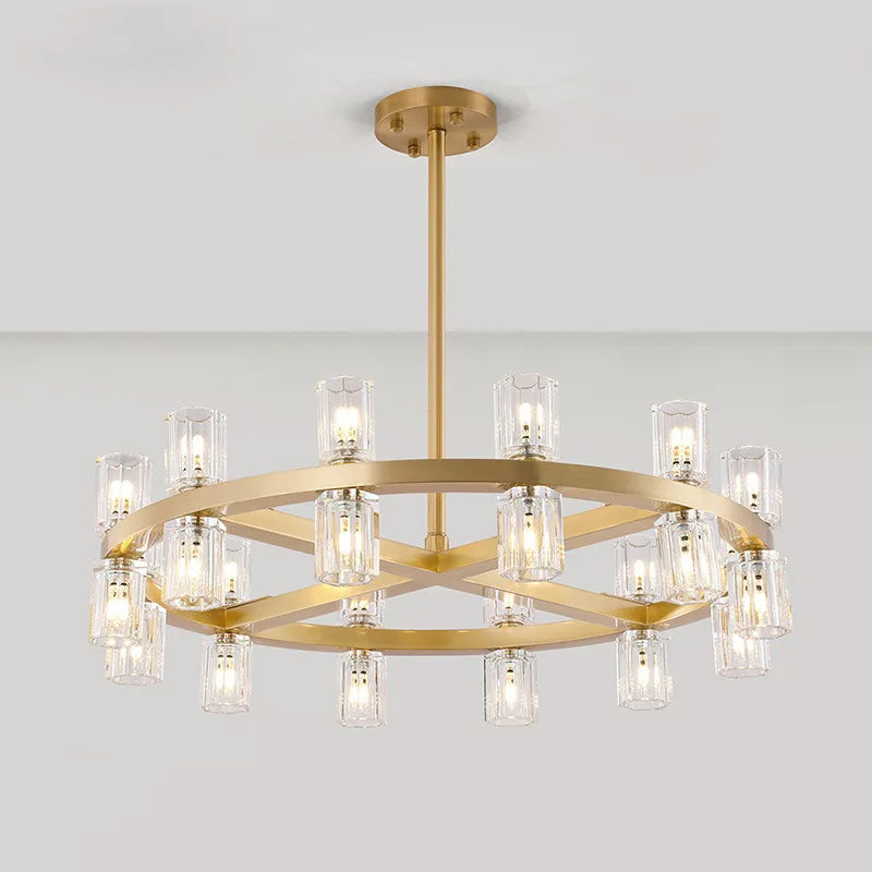 lustre moderne en cuivre led avec cristaux pour hôtel et foyer - vue 6 sur 17