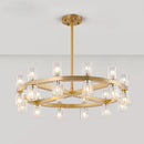 lustre led en cuivre et cristal design moderne luxueux