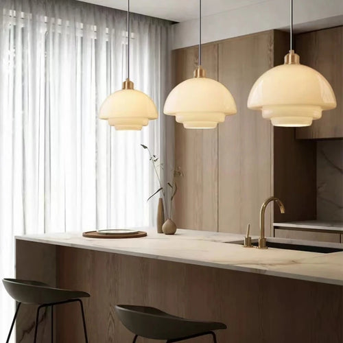 Minimalist glass chandelier for modern interior decor - vue 5 sur 9
