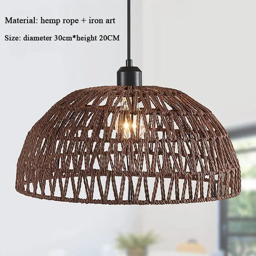Lustre en corde de chanvre de style japonais - vue 9 sur 9