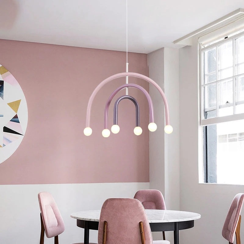 lustre arc-en-ciel métallique fil art déco suspendu réglable