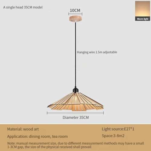 suspension en bois rétractable à bascule luminaire décoratif d'intérieur - vue 3 sur 18