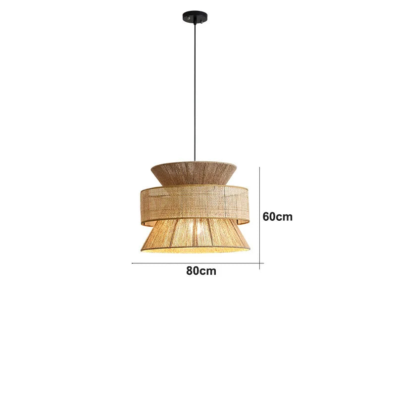 Suspension Sabi Wabi style chinois en rotin cannage - vue 11 sur 24
