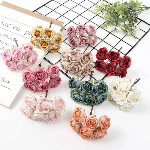 mini bouquet de roses artificielles pour décoration florale - vue 3 sur 15