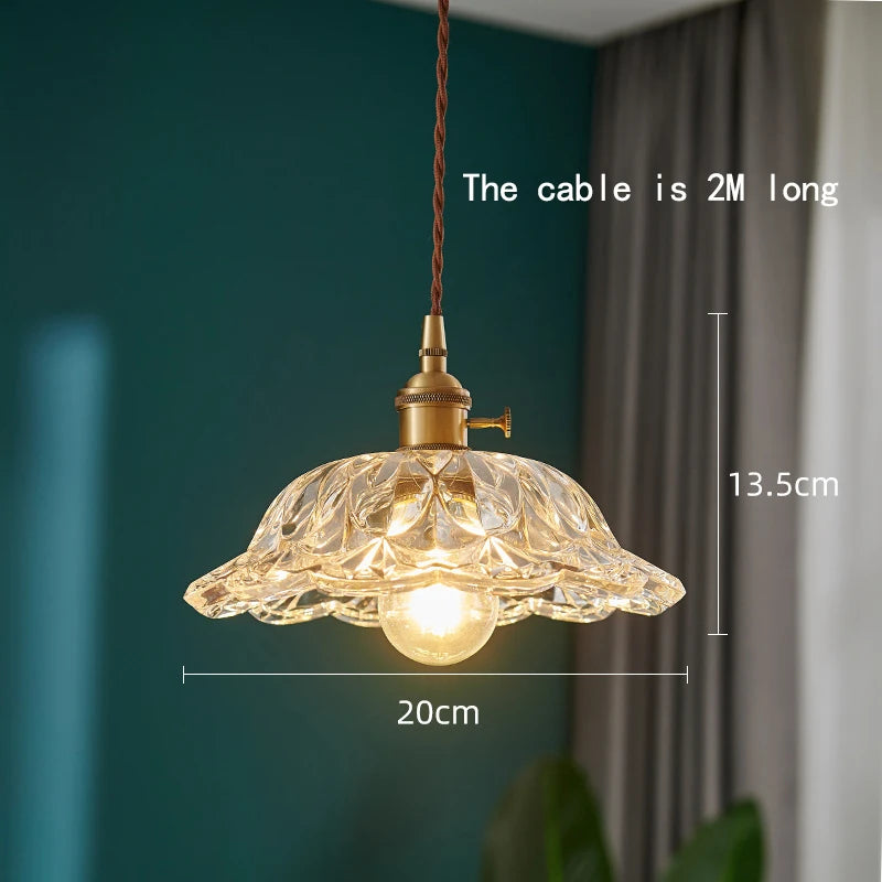 Lustre japonais en verre de laiton - vue 14 sur 23