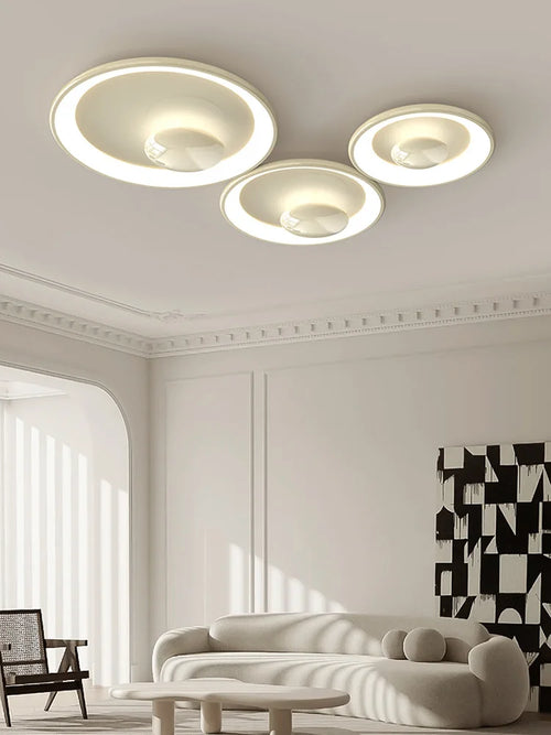 plafonnier led rond style crème variable avec télécommande