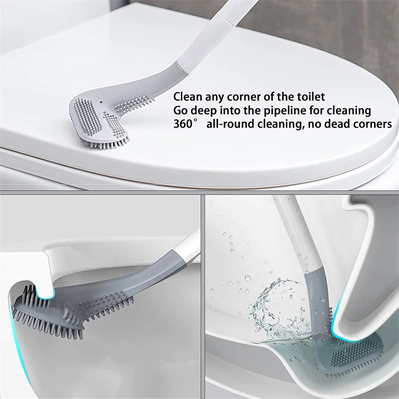 brosses de nettoyage en silicone avec support pour salle de bain