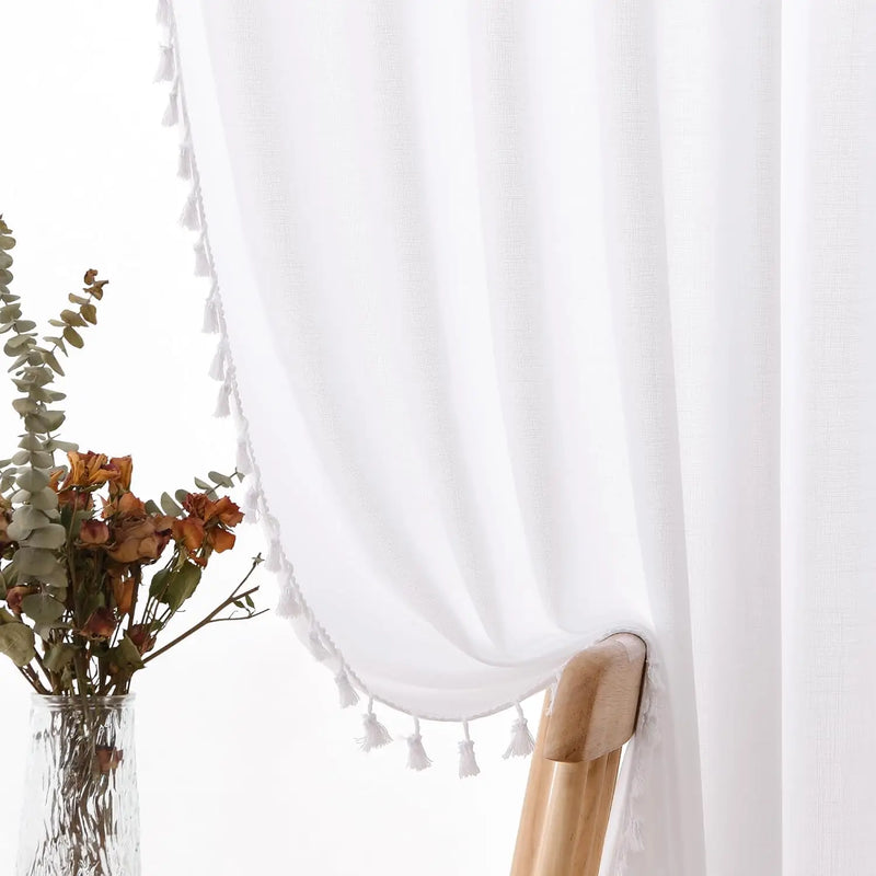 Voilage effet lin extra long sur mesure moderne
