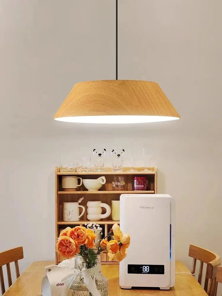 Nordique imple noyer Grain couleur bois Grain LED lustre japonais salle à manger barre lampe Wabi Sabi Art café table suspension - vue 3 sur 8