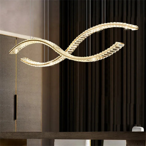 Modern minimalist crystal LED chandelier for home decor - vue 4 sur 18