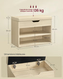 VASAGLE Shoe Bench, Bench, Shoe Rack with Padded Cushion, Shoe Organiser with 3 Levels, 30 x 60 x 44 cm, for Hallway