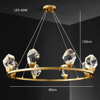 lustre moderne en laiton diamant cristal led de luxe
