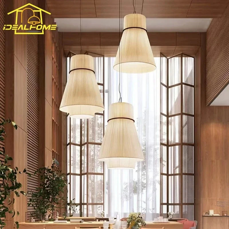 Minimalist Japanese wabi-sabi decorative fabric pendant light - vue 5 sur 12