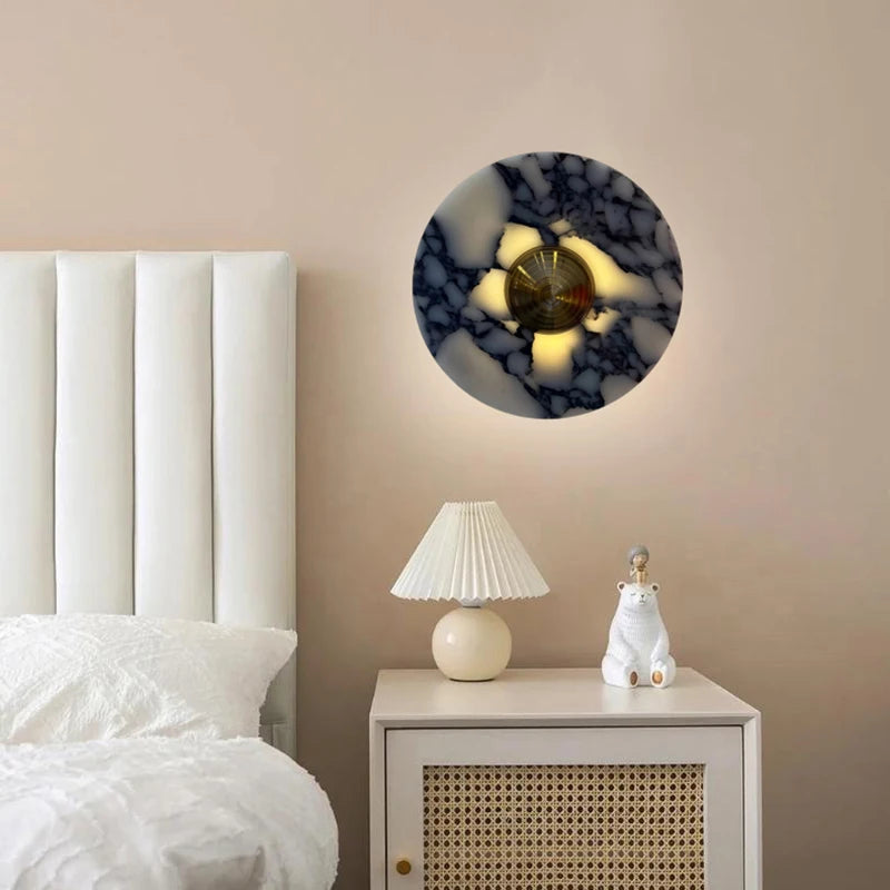 Applique murale led en marbre naturel pierre et métal doré éclairage d'ambiance 3000k