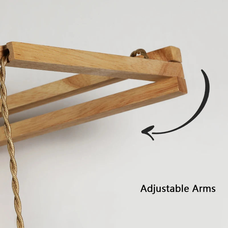 applique murale suspendue en bois nordique avec bras oscillant led - vue 6 sur 7