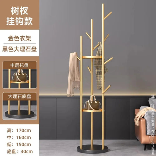 Marble Metal Clothes Coat Rack Clothing Rack Stand 3 Storage Shelves and Hooks, Enterway Hall Tree for Hanging Jackets, Hats,Bag - vue 4 sur 10