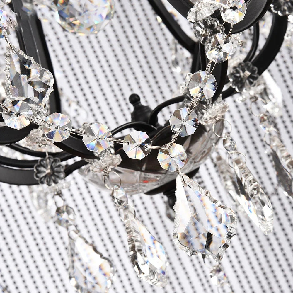 lustre traditionnel à éclairage led avec cristaux fumés - vue 5 sur 5