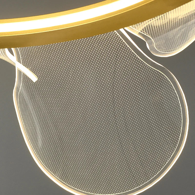 lustre en acrylique avec anneau doré à intensité variable  livraison directe - vue 6 sur 10