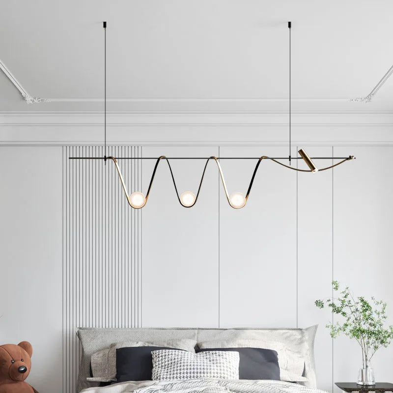 lustre moderne à led design nordique en verre lumineux - vue 5 sur 7