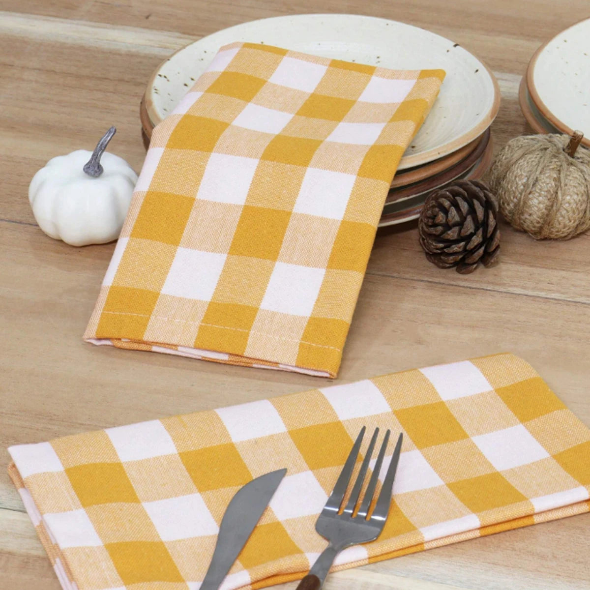 Serviette de table motif carreaux style moderne polyester - vue 5 sur 7