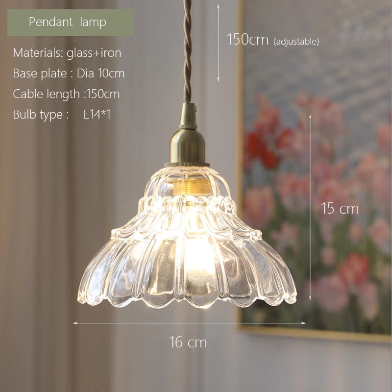 Minimalist Japanese style brass and glass LED pendant light Nordic luxury