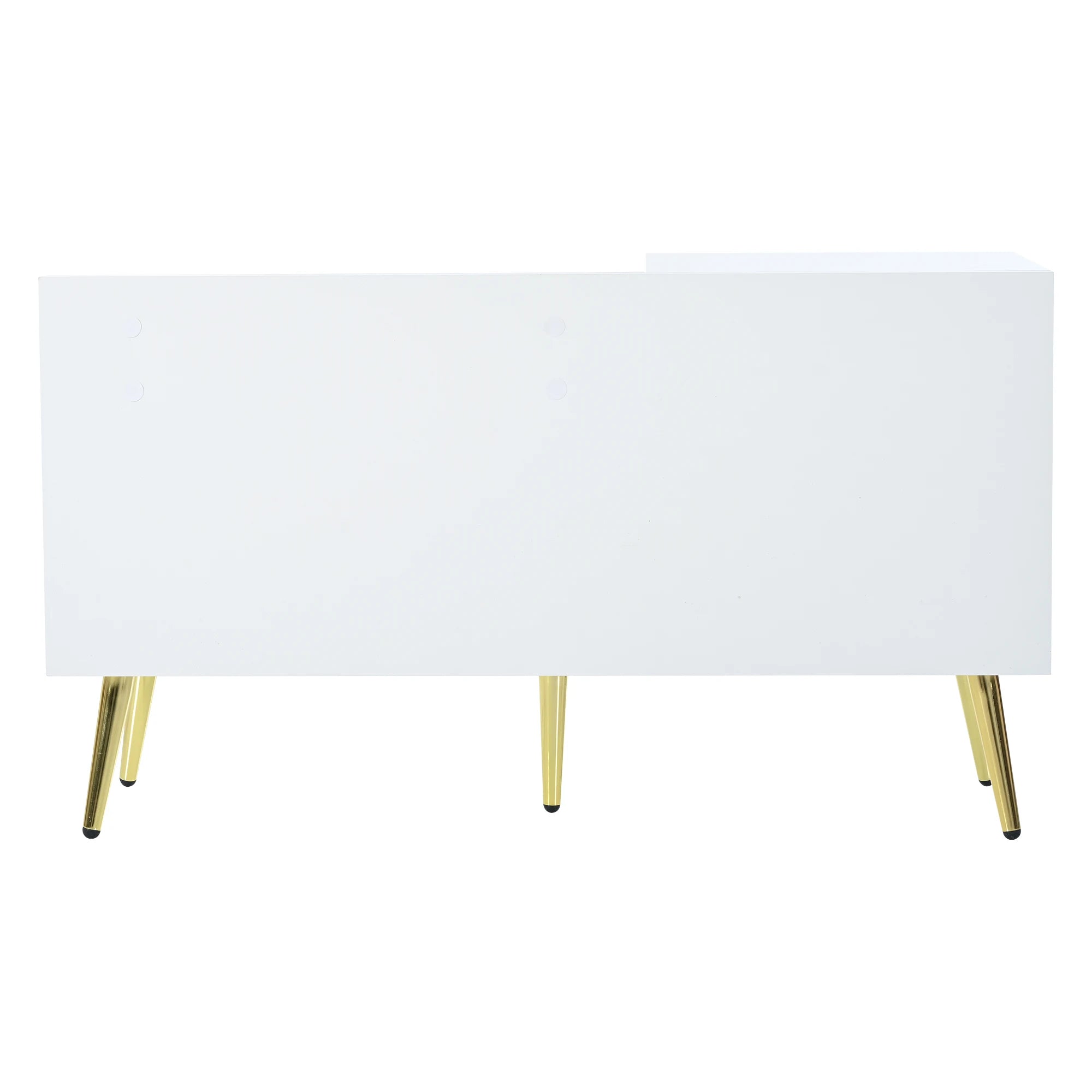 Modern luxury shoe chest in white with storage, upholstered bench and backrest shoe rack with metal handles and Meta