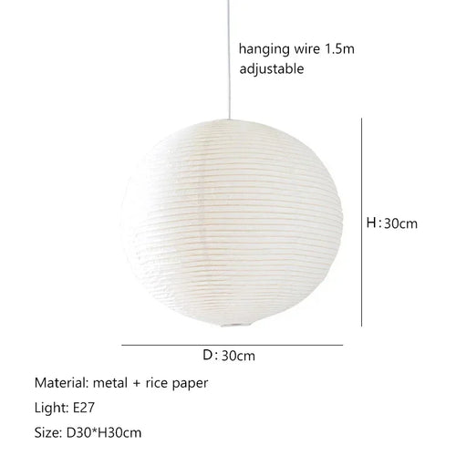 Japanese style rice paper art pendant light, lantern ball bedroom, living room, tea room, Zen lamp decoration pendant light - vue 15 sur 15