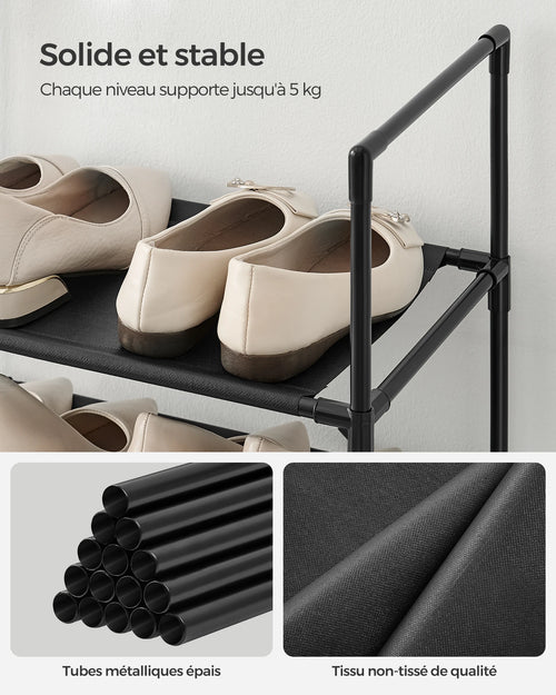 SONGMICS Shoe Rack, 10 Tiers, Narrow Shoe Rack, 28 x 45 x 173 cm, Metal Frame, Non-Woven Fabric Shelves, Hallway, Bedroom - vue 4 sur 7