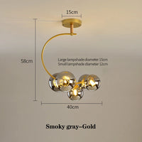 Nordic glass ceiling light with multicolour shade for indoor decor