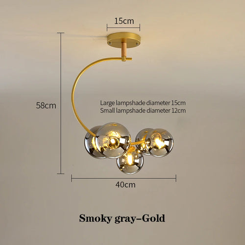 Nordic glass ceiling light with multicolour shade for indoor decor