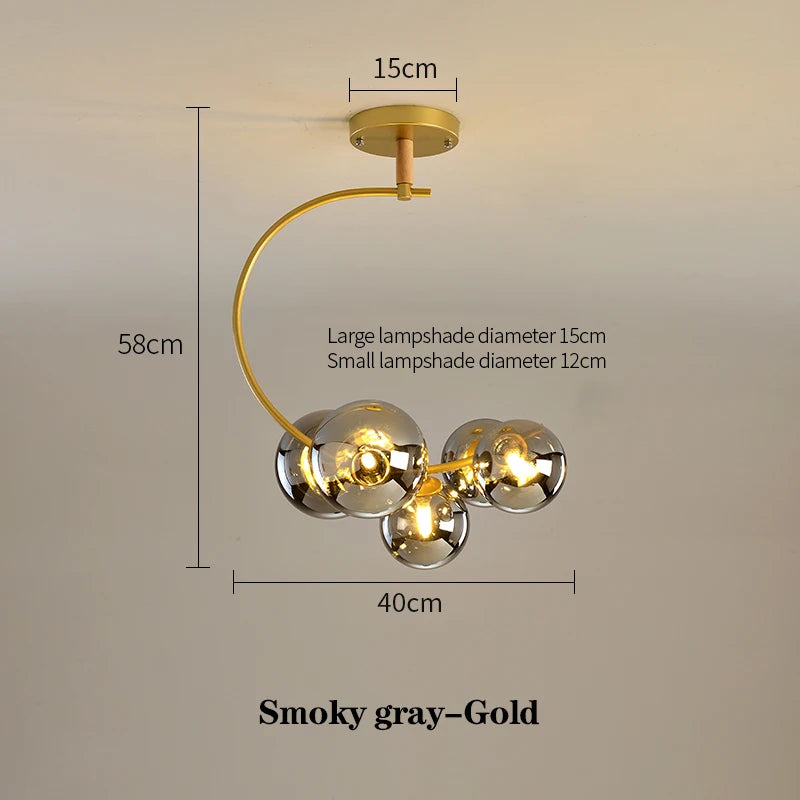 Nordic glass ceiling light with multicolour shade for indoor decor