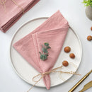 Serviette de table coton lavé vintage bord dentelle