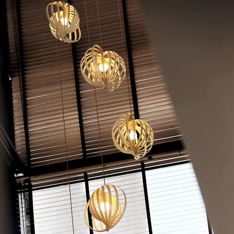 suspension en bois design nordique pour restaurant - vue 4 sur 12