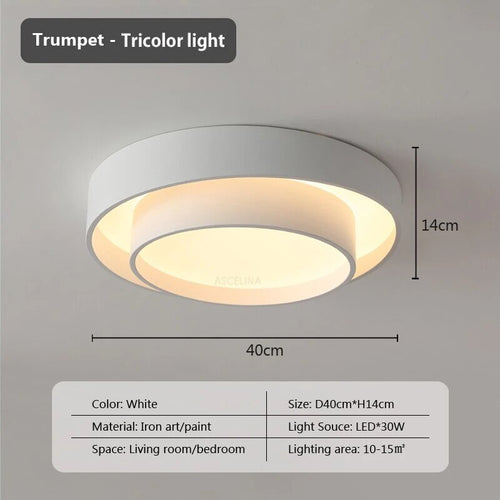Plafonnier moderne led minimaliste blanc double rond - vue 10 sur 18