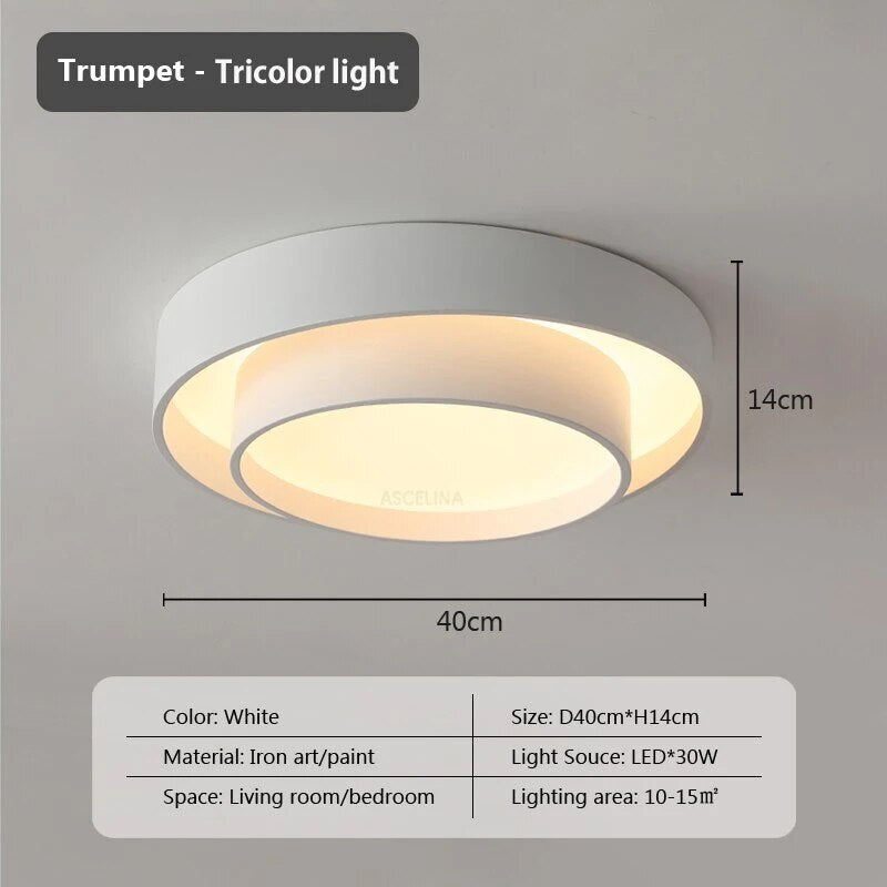 Plafonnier moderne led minimaliste blanc double rond - vue 9 sur 18