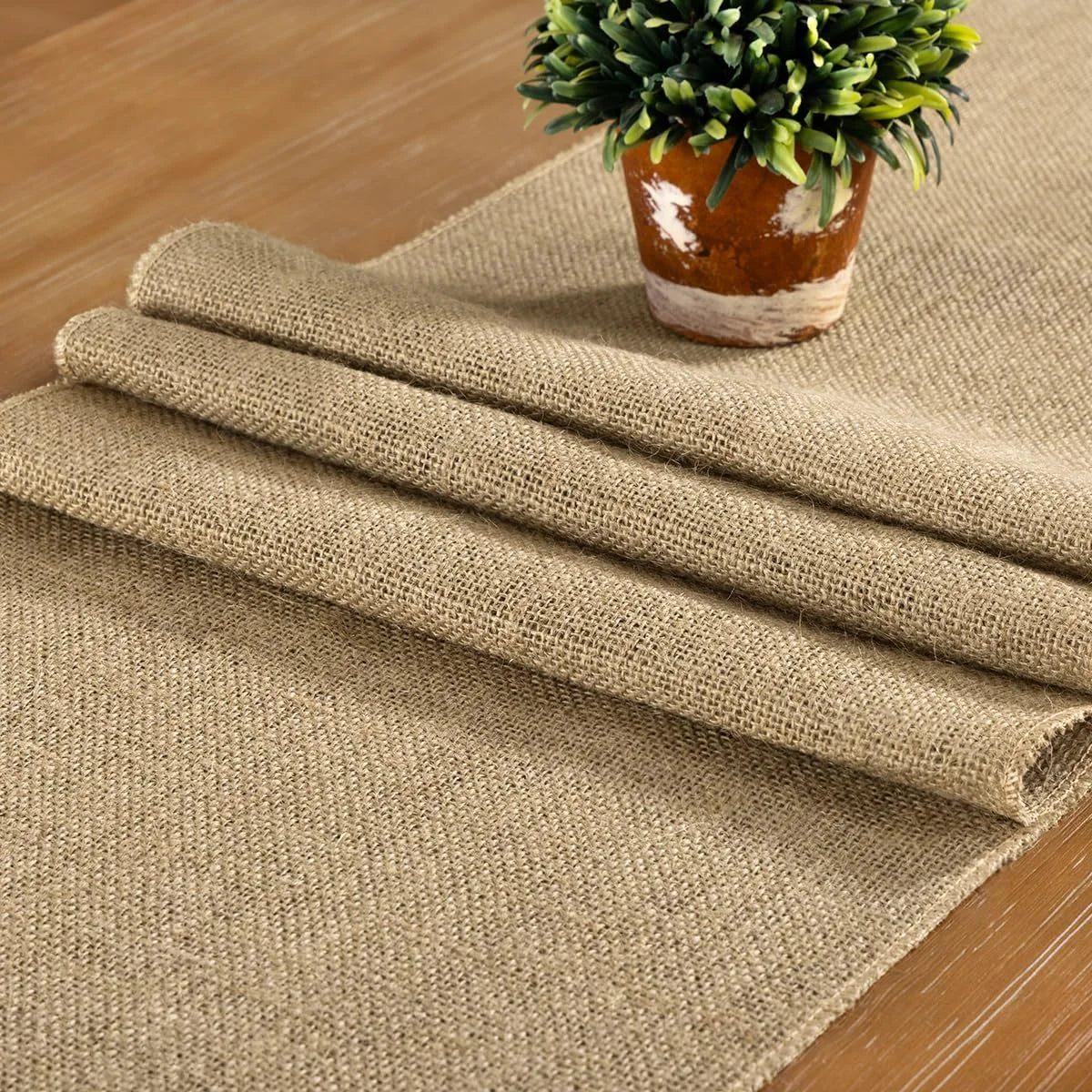 Chemin de table jute naturel style ferme rustique - vue 3 sur 6