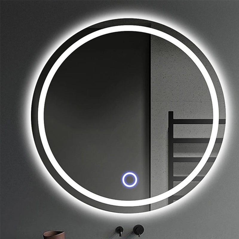 Smart LED Bathroom Mirror, Round Mirror Surface, Wall Mounted Makeup Mirror, Touch  Adjust Brightness, Safer Gift Box Packaging
