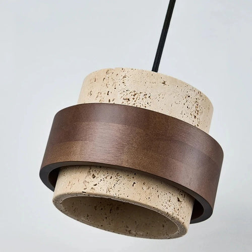 lustre moderne en bois et marbre pour décoration élégante - vue 5 sur 7