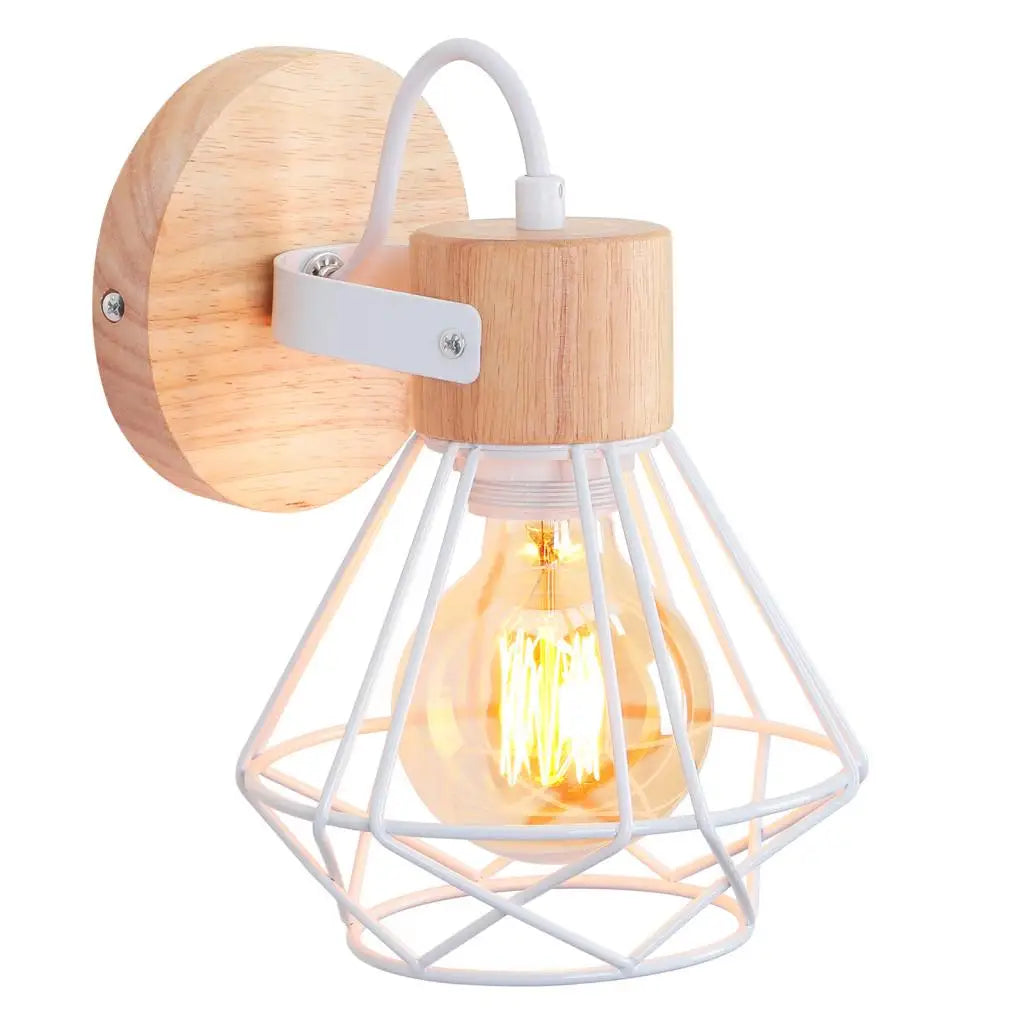 applique murale en bois style loft vintage éclairage intérieur moderne - vue 13 sur 14
