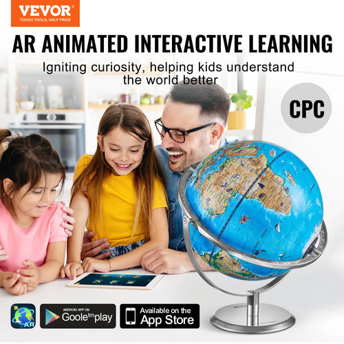 VEVOR Educational Globe 10in/254mm Interactive AR World Globe LED Night Lighting, AR APP Compatible with Android or iOS Devices - vue 3 sur 7